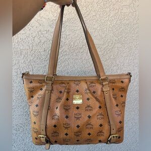 MCM Brown Visetos Monogram Tote